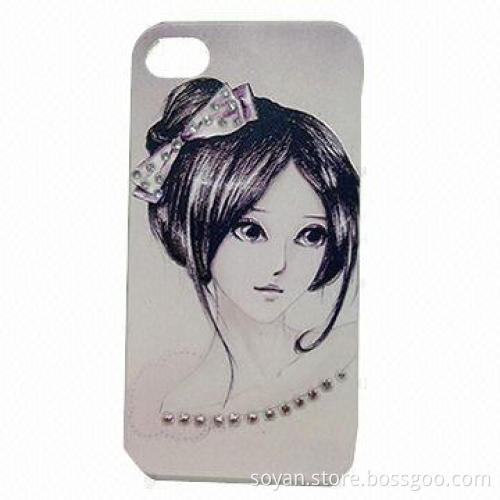 Artificial Diamond Attached PC Hard Case for iPhone 5, Low Cost Version with UV Printing Design